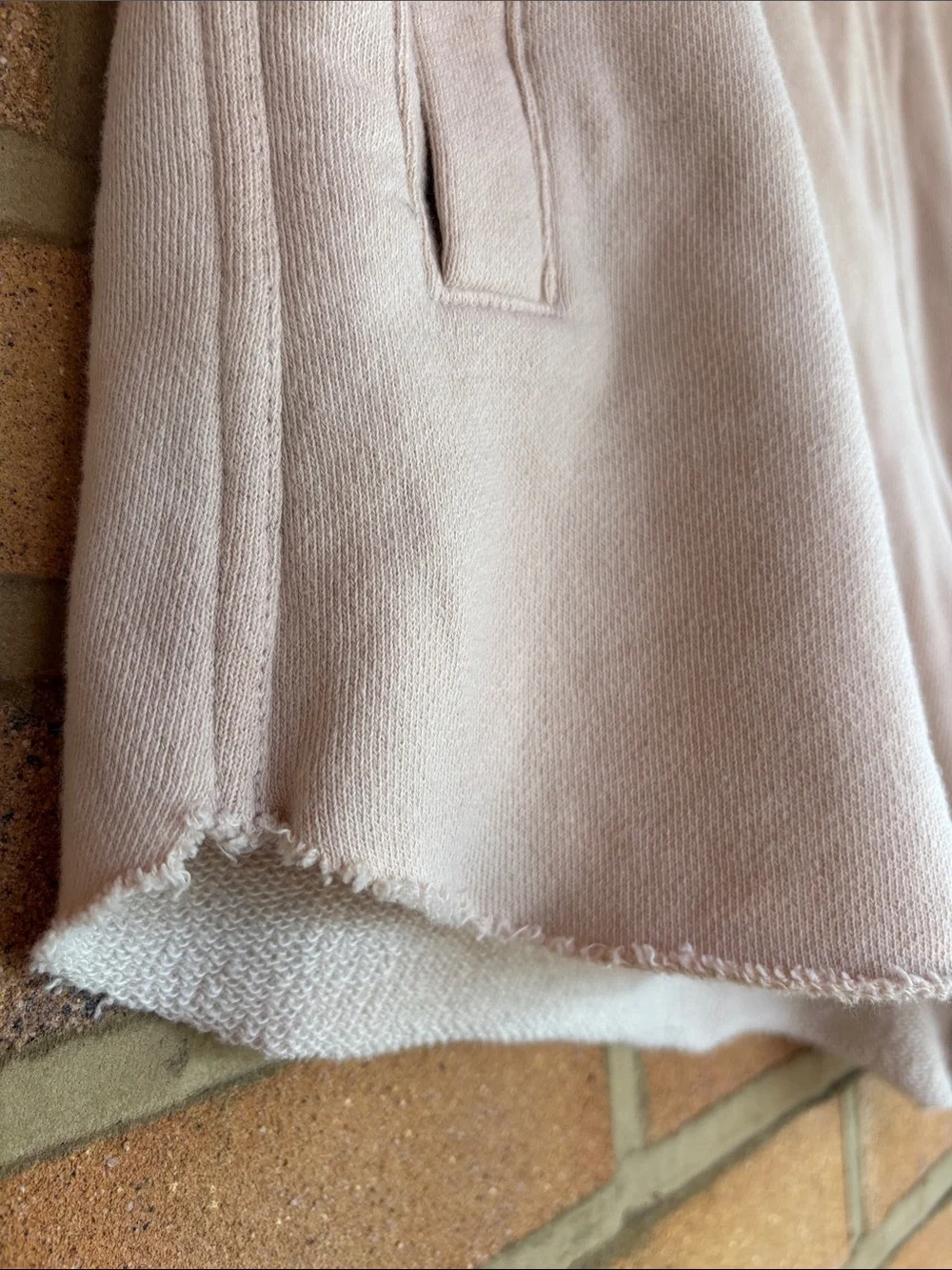 aerie Tan Elastic-Waist Roll Hem Athletic Fleece Shorts M